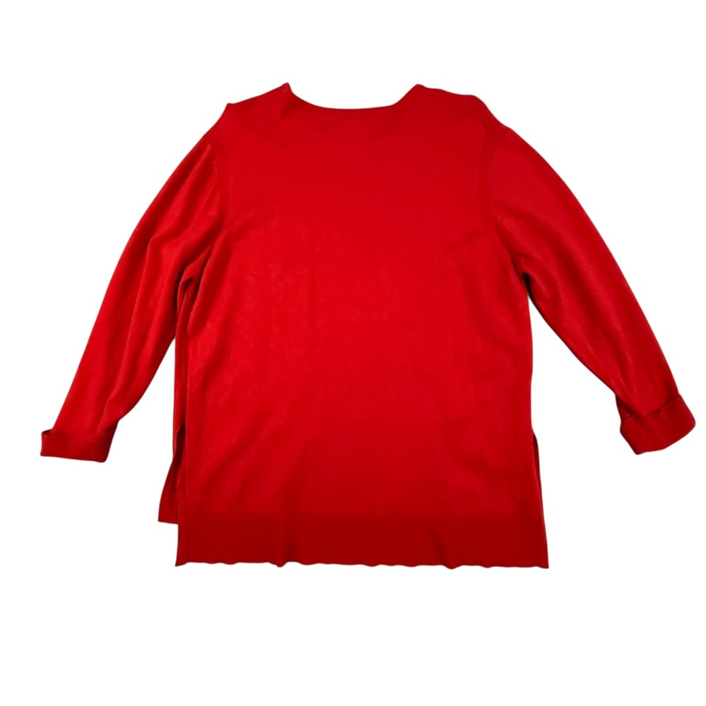 Gretchen Scott Red Crew Neck Long Sleeve Sweater‎ Tunic Top Women's Large